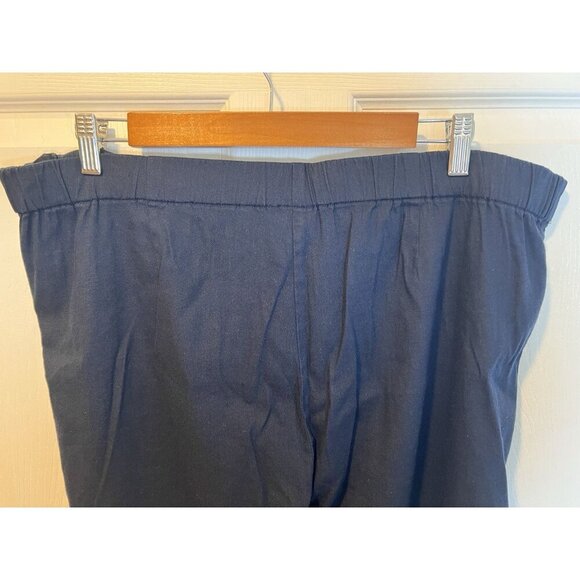 J. Jill Pants XL Tall Navy Stretch Linen Slim Leg Crop Side Zip Button - Picture 4 of 8
